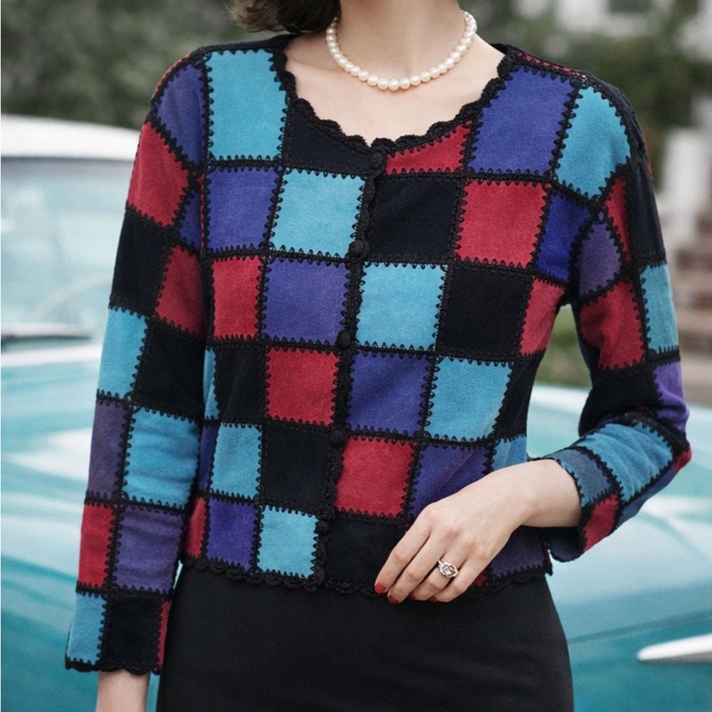 Vintage S.M.H Suede Retro Patchwork Women's Jacket
